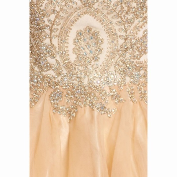 SWEETHEART Champagne with Gold Lace Dress - Picture 5 of 6